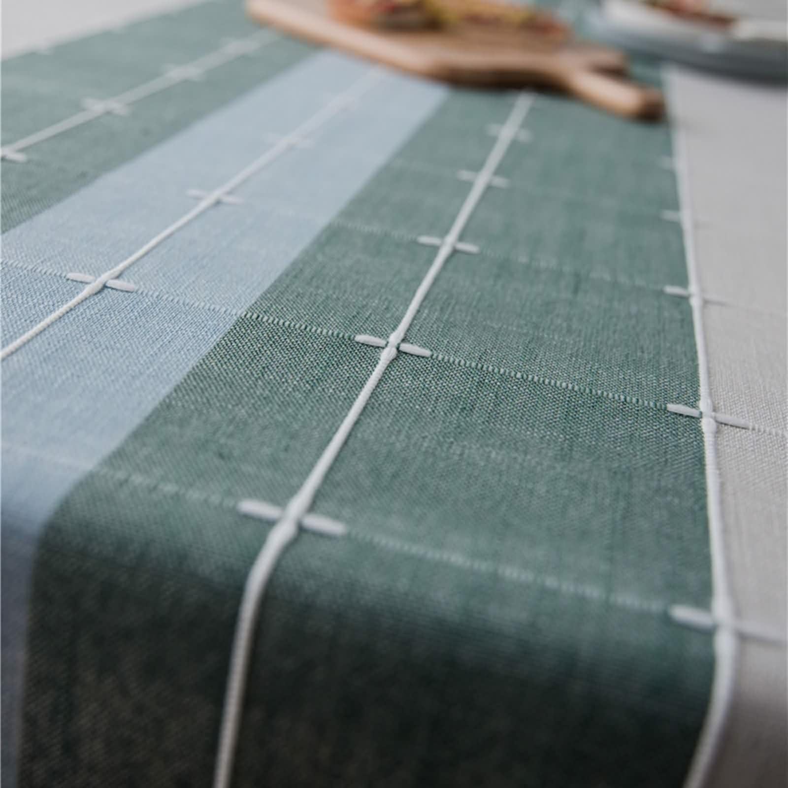Manteles Mesa Rectángulo Fiesta Empalme de Cuadros con Borlas Mantel de Mesa Poliester Verde,140x200CM
