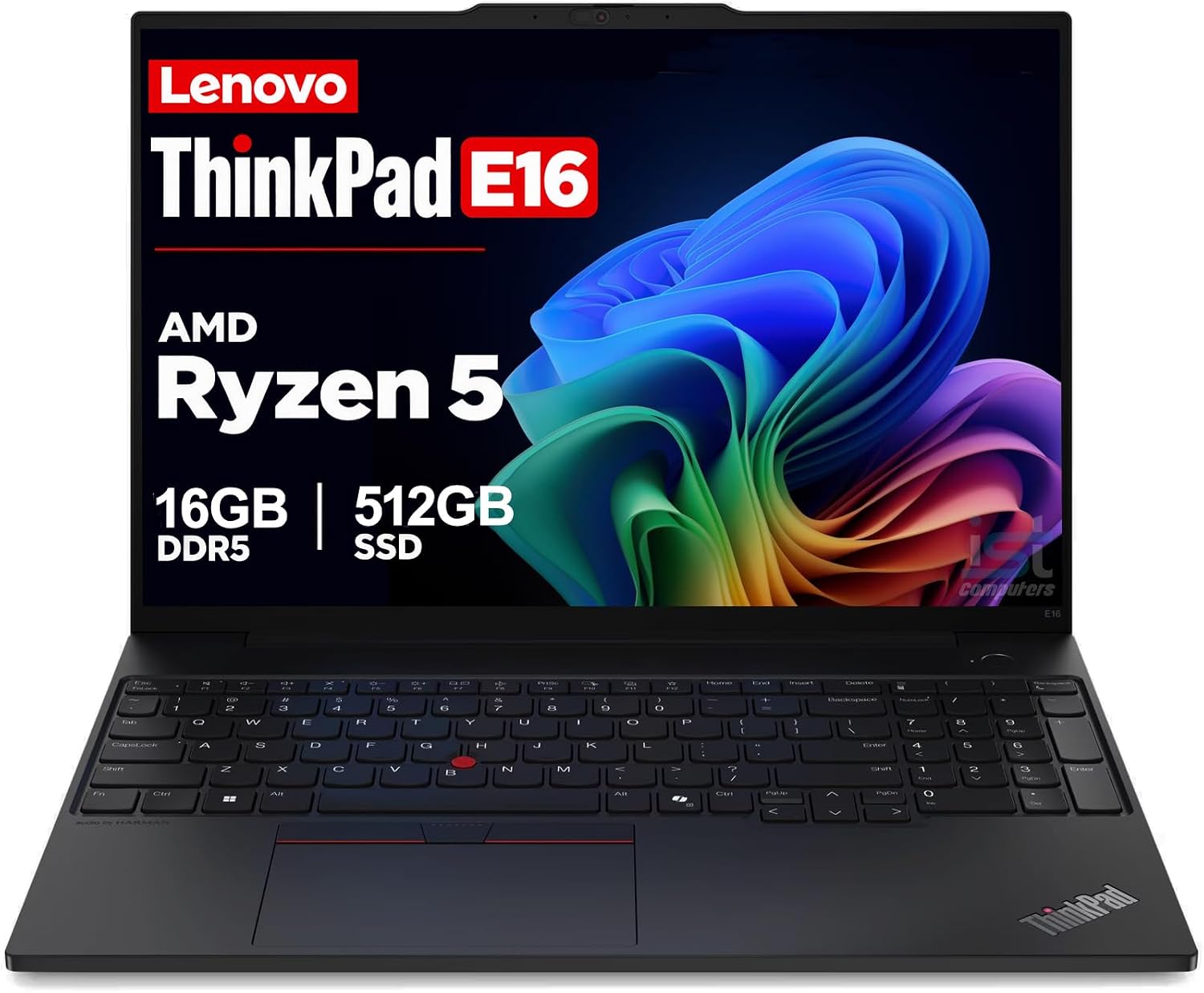Laptop empresarial Lenovo ThinkPad E16 (16 pulgadas, FHD+ antirreflejo, AMD Ryzen 5 7535U (> Intel Ultra 5 125U), DDR5 de 16 GB, SSD de 512 GB), carga rápida, teclado numérico, Ethernet, FP, retroiluminado, grado militar, Win 11 Pro