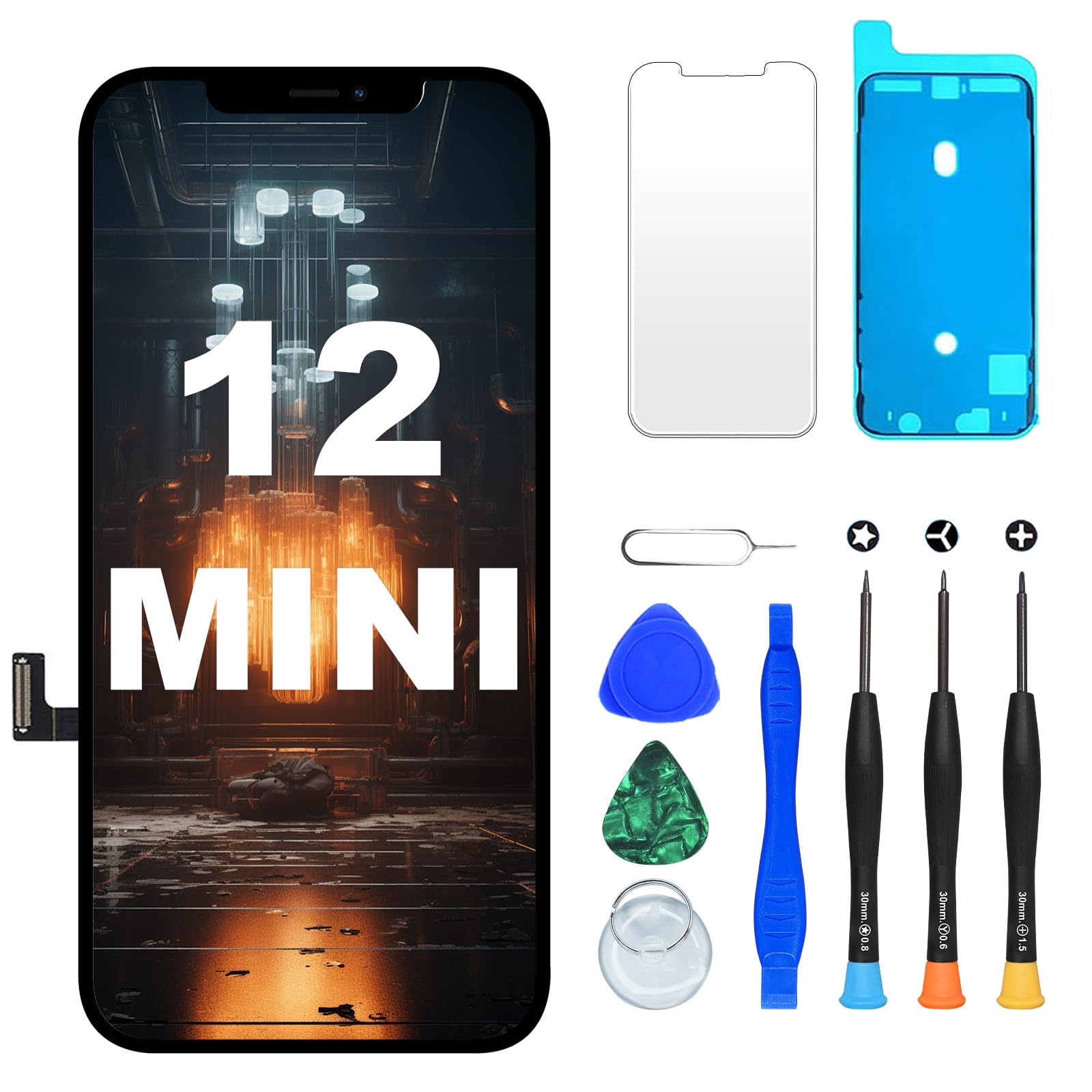 DIGI4U Pantalla de repuesto para iPhone 12 Mini Display 5,4 pulgadas Truetone Face ID LCD Pantalla para iPhone 12 Mini Display Reemplazo Digitizer Kits de reparación