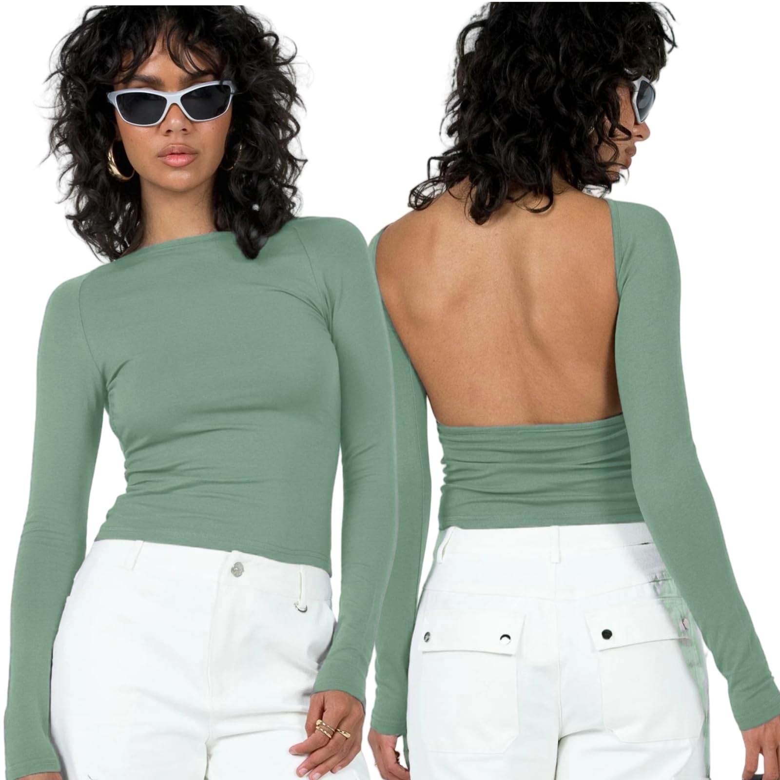 Arkim Backless Top Damen Y2K Rückenfreies Oberteil Sexy Oberteile Damen Umkehrbarer Stil Strassenmode Neu im Sommer Oberteile Damen