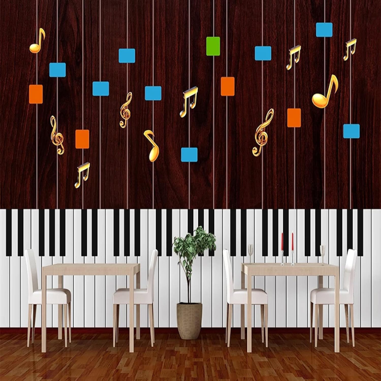 Fresque murale 3D piano papier peint pelable pour chambre d'enfant et ado
