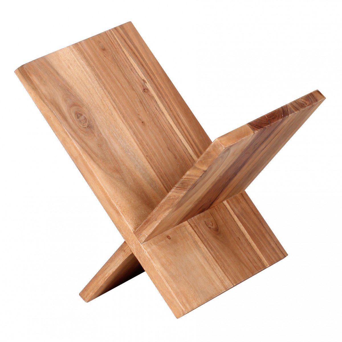WOHNLING Zeitungsständer Feuillus Acacia X-Form 31 cm Magazines Design de Stands Brochure Style campagnard Holder