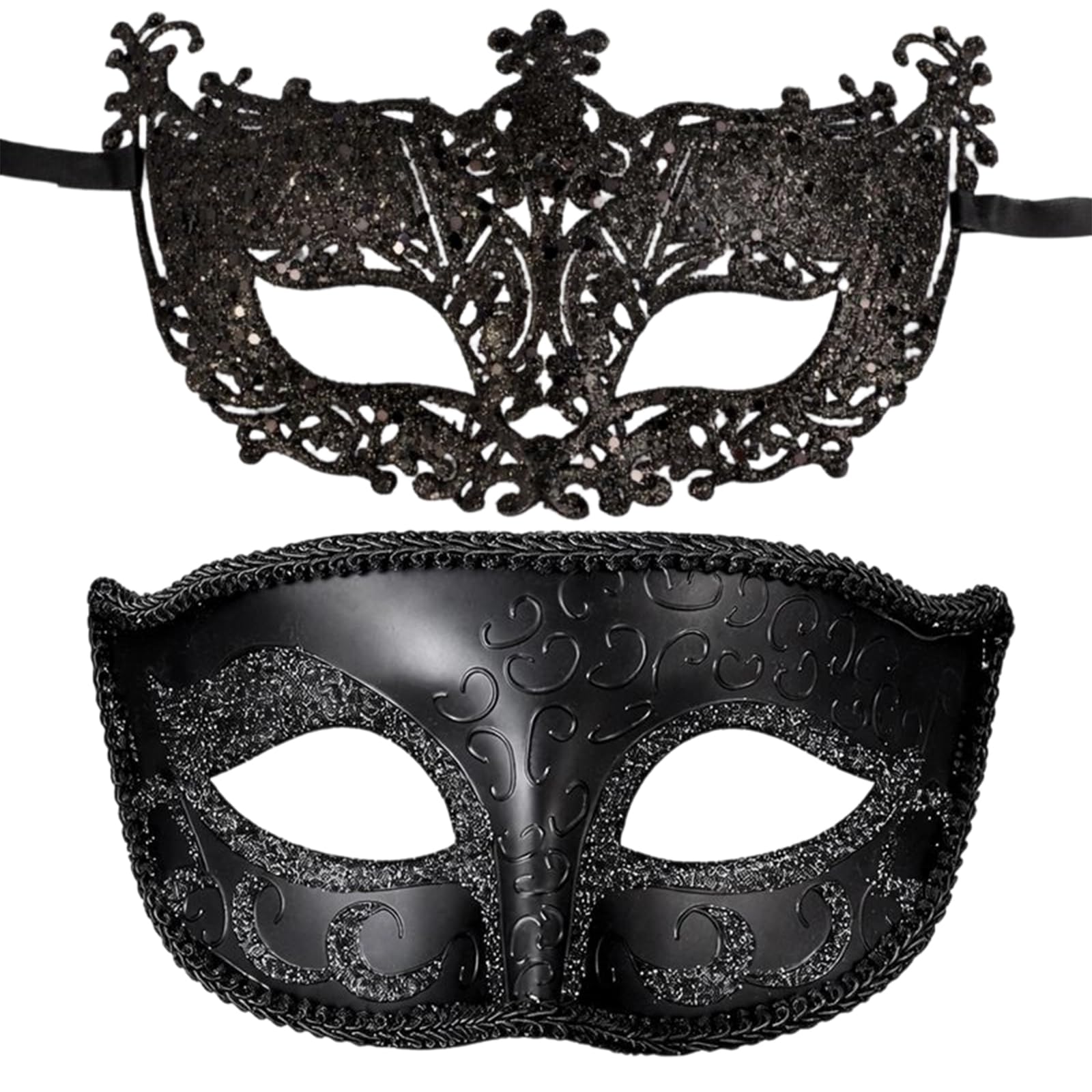 WitMbg Masquerade Mask, Carnival Mask, 2 Pcs Black Masquerade Masks for Men Women, Masquerade Mask for Carnival Masquerade Halloween Christmas Party