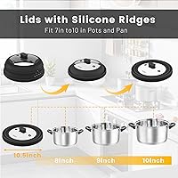 Vista 6 de Cubierta para salpicaduras de microondas, cubierta plegable de silicona para plato de microondas con vidrio para alimentos, tapa protectora de Negro