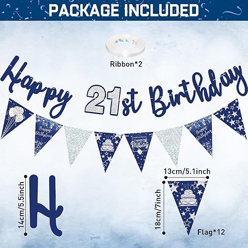 Vista 28 de Kit de decoración de 30 cumpleaños azul y plateado, cartel de 30 cumpleaños para puerta, porche, cartel de fondo, pancarta de feliz cumpleaños 30