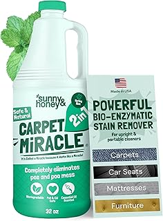 Carpet Shampoo & Cleaning Solution - 32 Fl Oz Spring Mint Scent - Pet Carpet Cleaner Machine Solution - Rug & Upholstery Cleaner - Stain Remover & Odor Deodorizer
