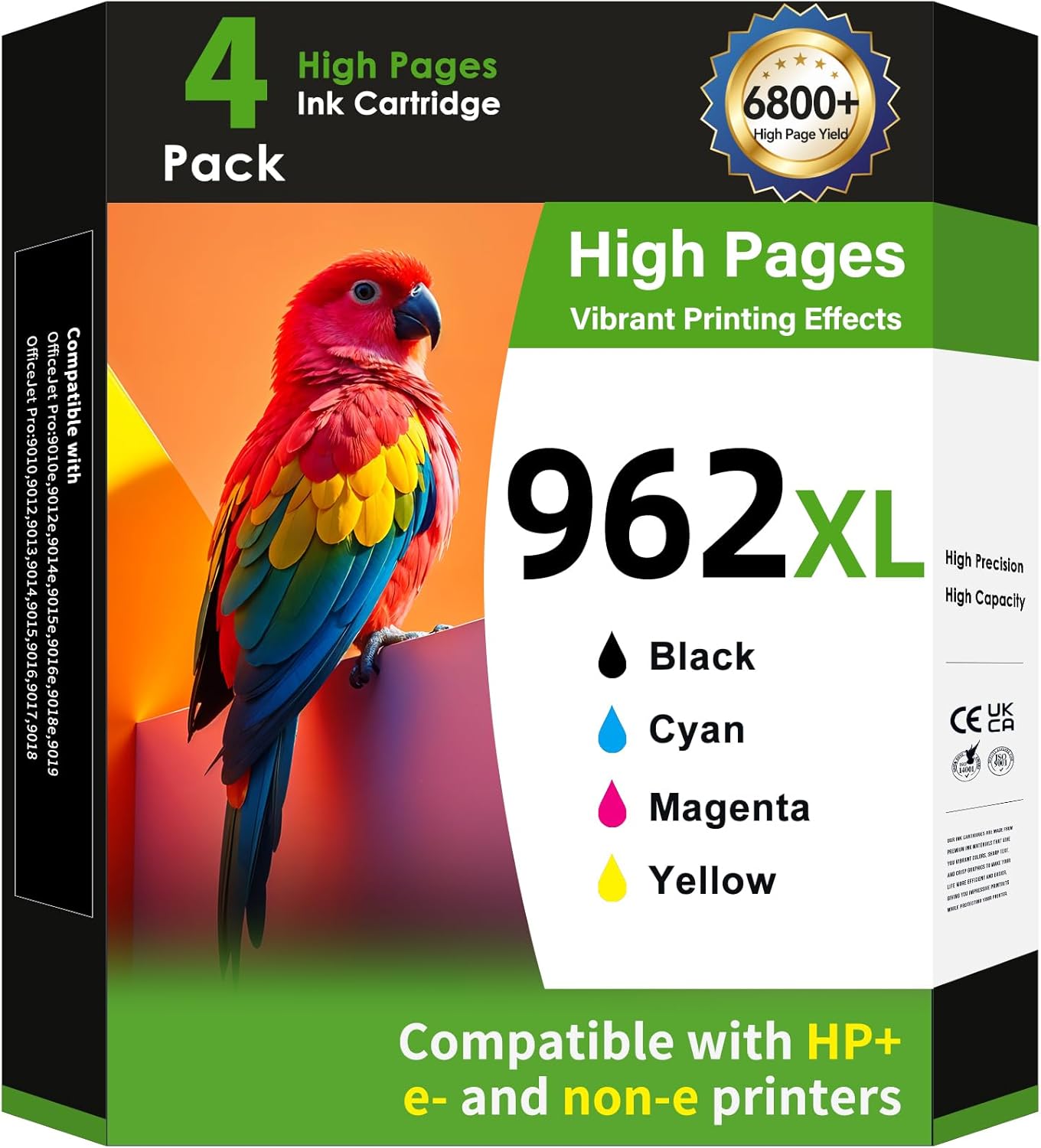 962XL Ink Cartridges Combo Pack Replacement for HP 962 HP 962XL Ink Cartridges Work for HP Officejet Pro 9015e 9010 9025e 9010e 9012 9015 9018 9020 Printers (4 Pack)