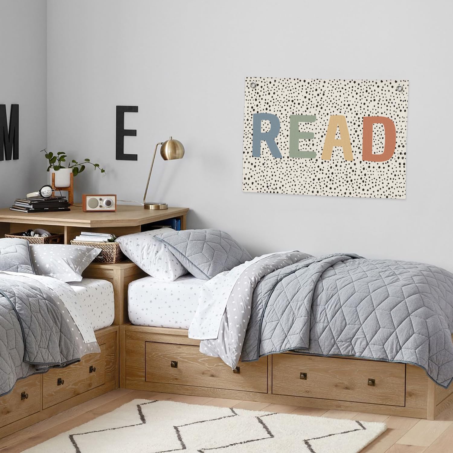 Boho Leinwand-Banner 76x51 Cm – Deko Für Kinderzimmer, Spielzimmer, Mit Metallösen Zum Aufhängen