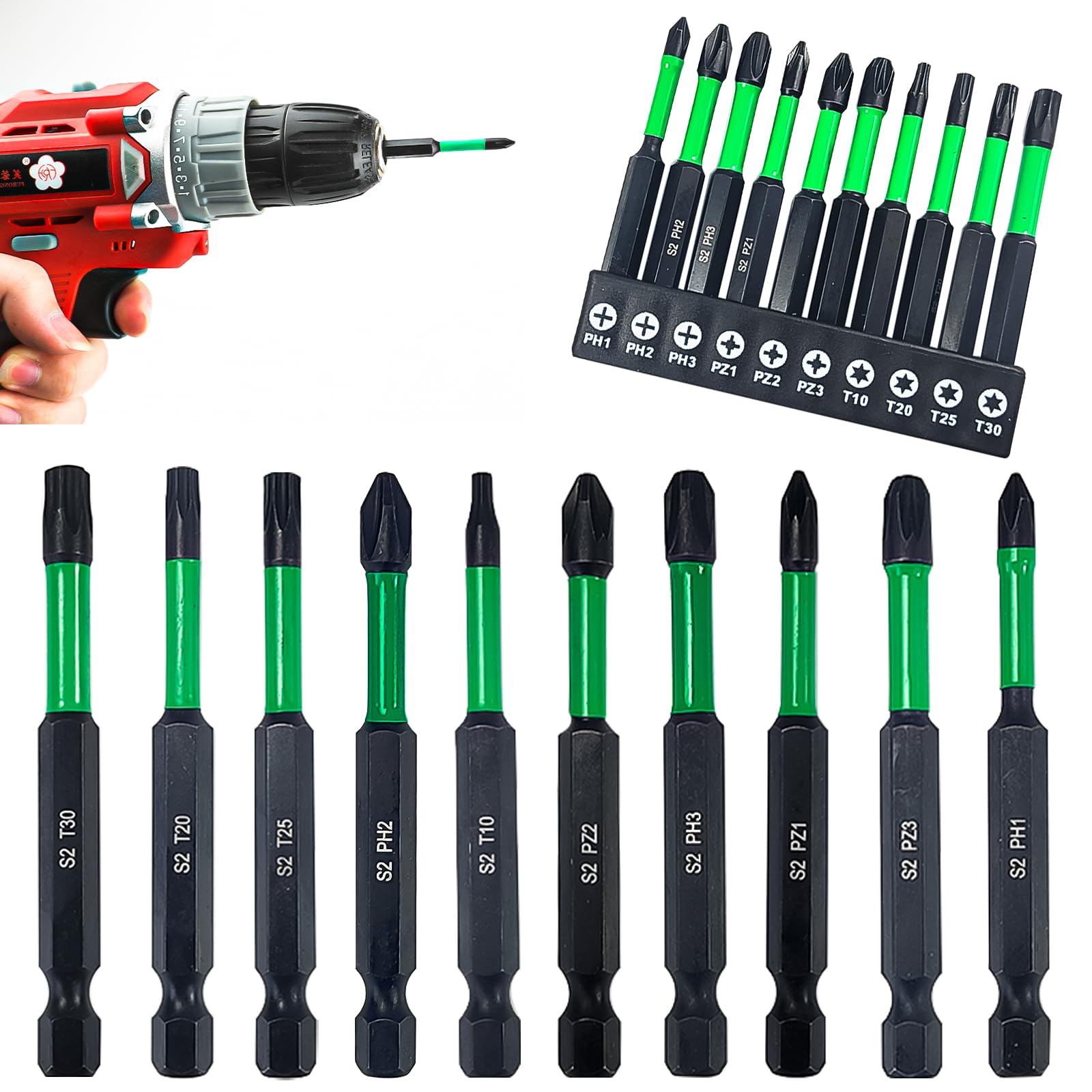 10 Pièces Screwdriver Bit Set Embout Visseuse,70mm Pack D