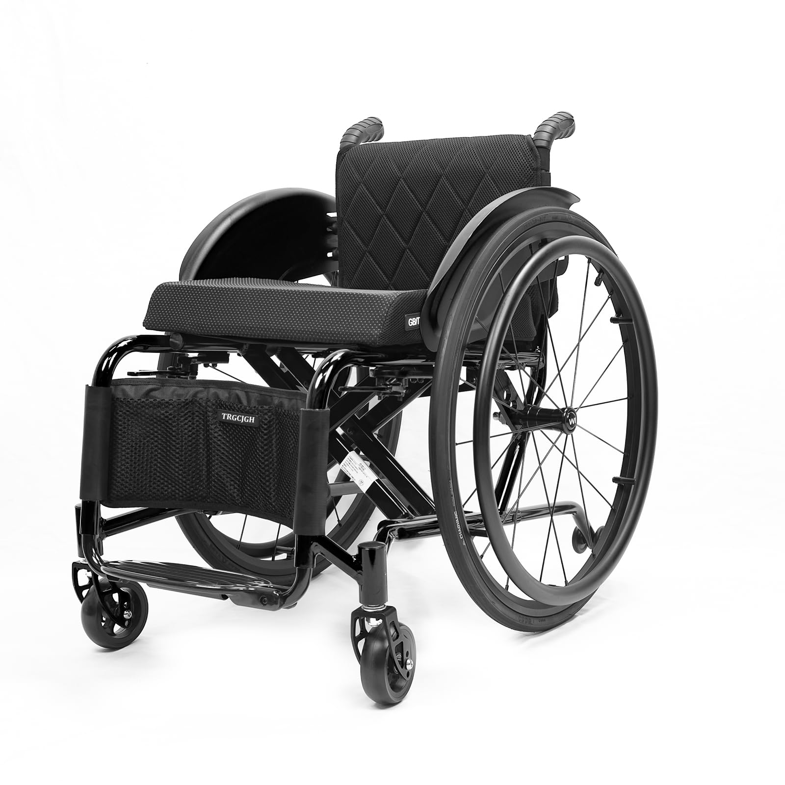 Sedia a rotelle Pieghevole, Carrozzina per disabili, Manuale, Cintura di Sicurezza, Leggera, Poggiapiedi Pieghevole(42cm/16.5in Seat,Black)