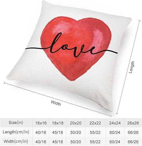 Miniatura 9 de Funda de cojín de corazón de amor funda de almohada decorativa de lino con cremallera cuadrada para sofá cama automóvil sala de estar 16 x 16