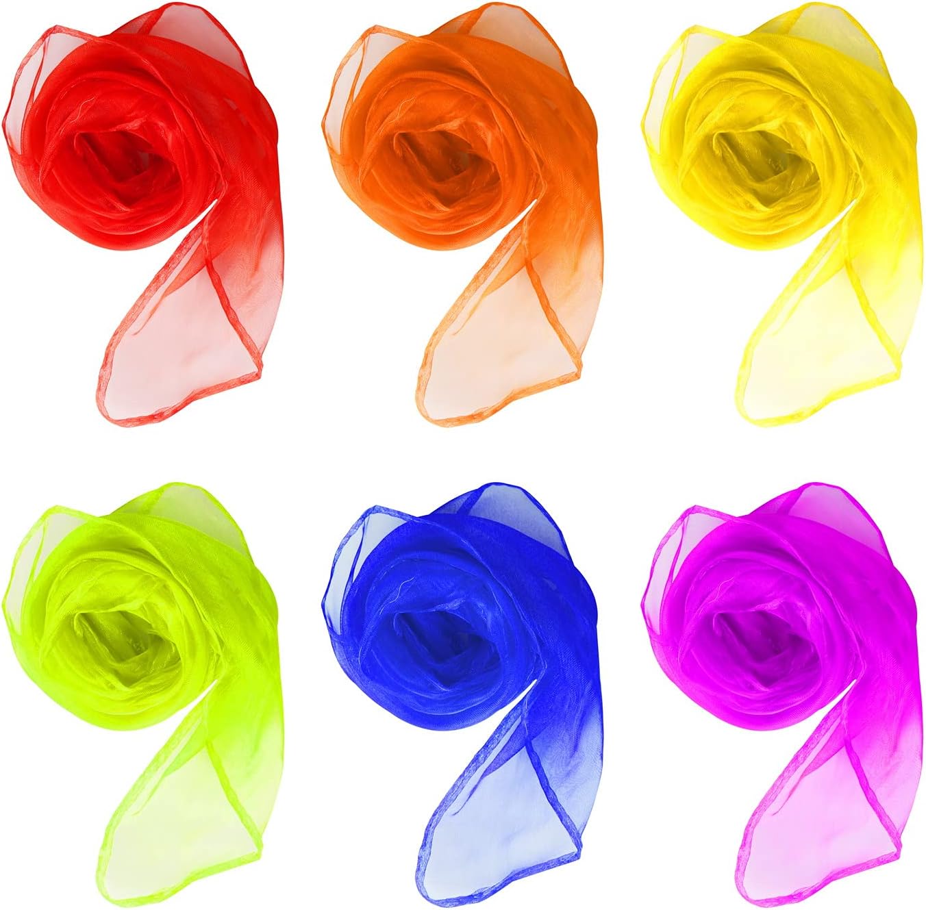 Lanjue 6 Sensory Scarves for Babies, Rainbow Chiffon, 60 x 60 CM