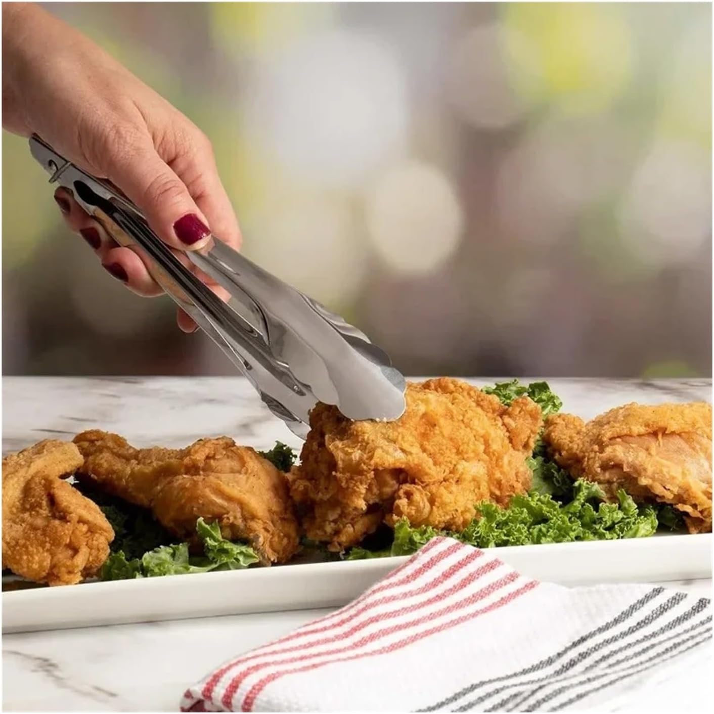 Pinzas de Cocina de Acero Inoxidable, 5 Piezas, Antideslizantes, de Acero Inoxidable, Pinzas para Alimentos, Parrilla, Carne, Pan, Clip para Servir, Barbacoa, Buffet, Abrazadera, Accesorios