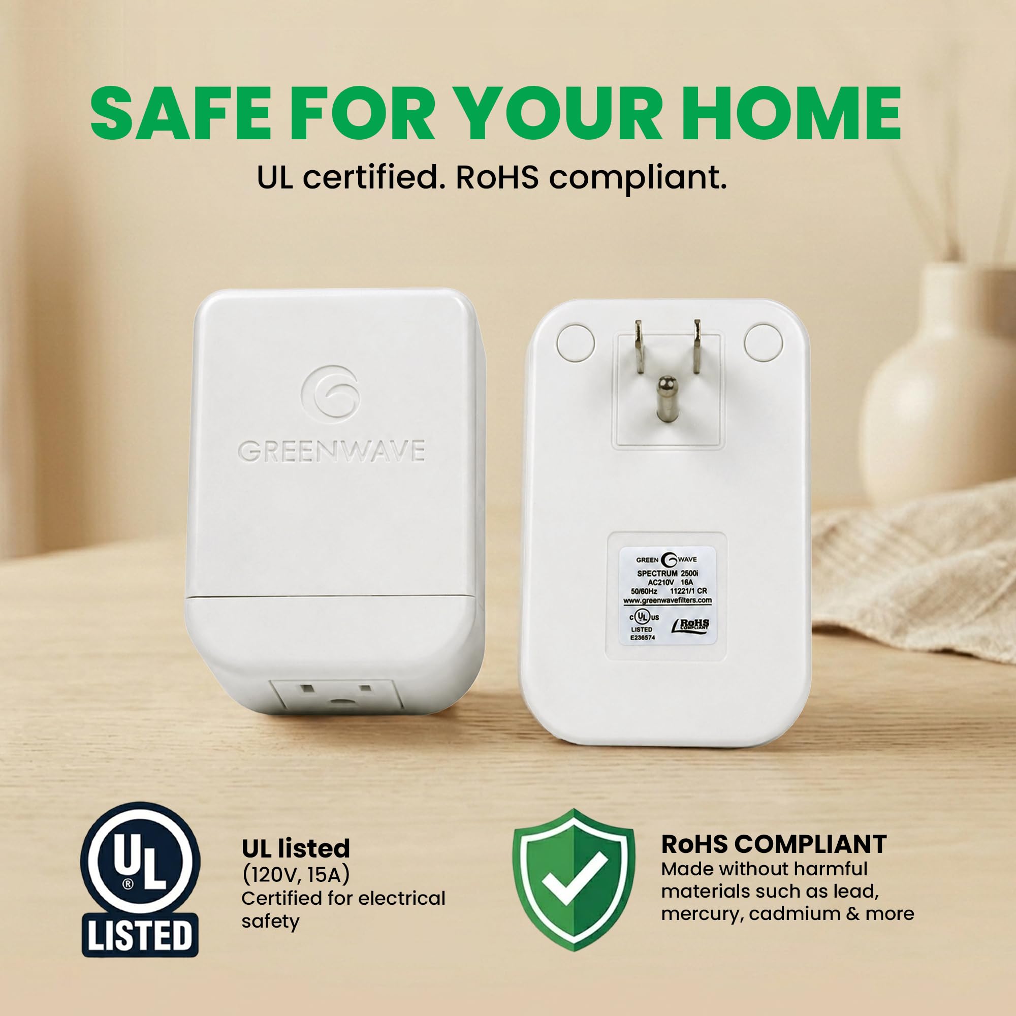 Greenwave Dirty Electricity Filter Kit 2 Pack Up to 250 Sq Ft | Reduce Electrical Pollution in Wiring & Living Spaces. Instant Plug-In with UL Certification & Pass-Through Outlet. product thumbnail 4