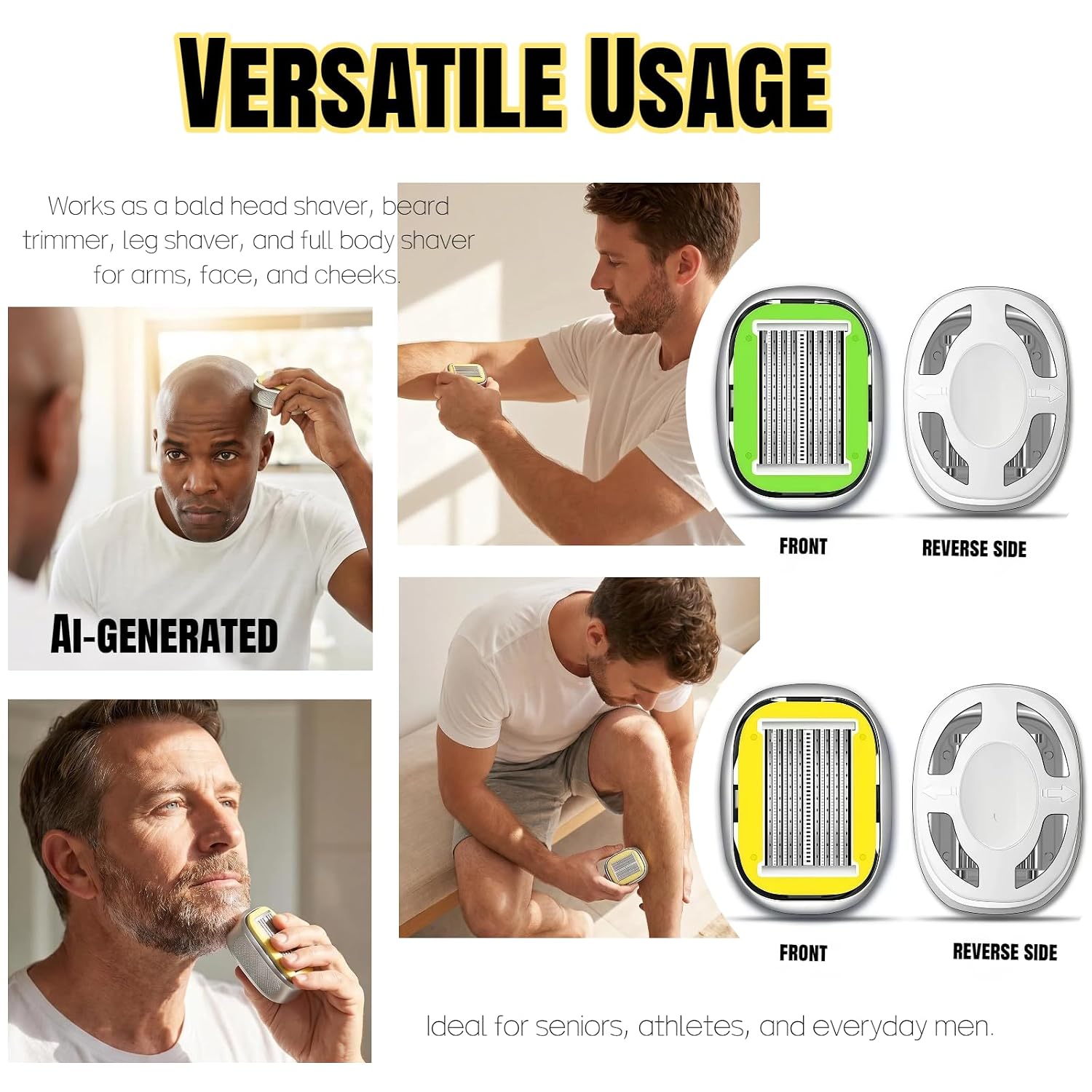 Manual Head Shavers for Bald Men, Portable Hair Clipper Grooming Tool with Wet Dry, Low Friction Handheld Razor, Travel Storage Case Included – Ideal Gift for Men (Green)