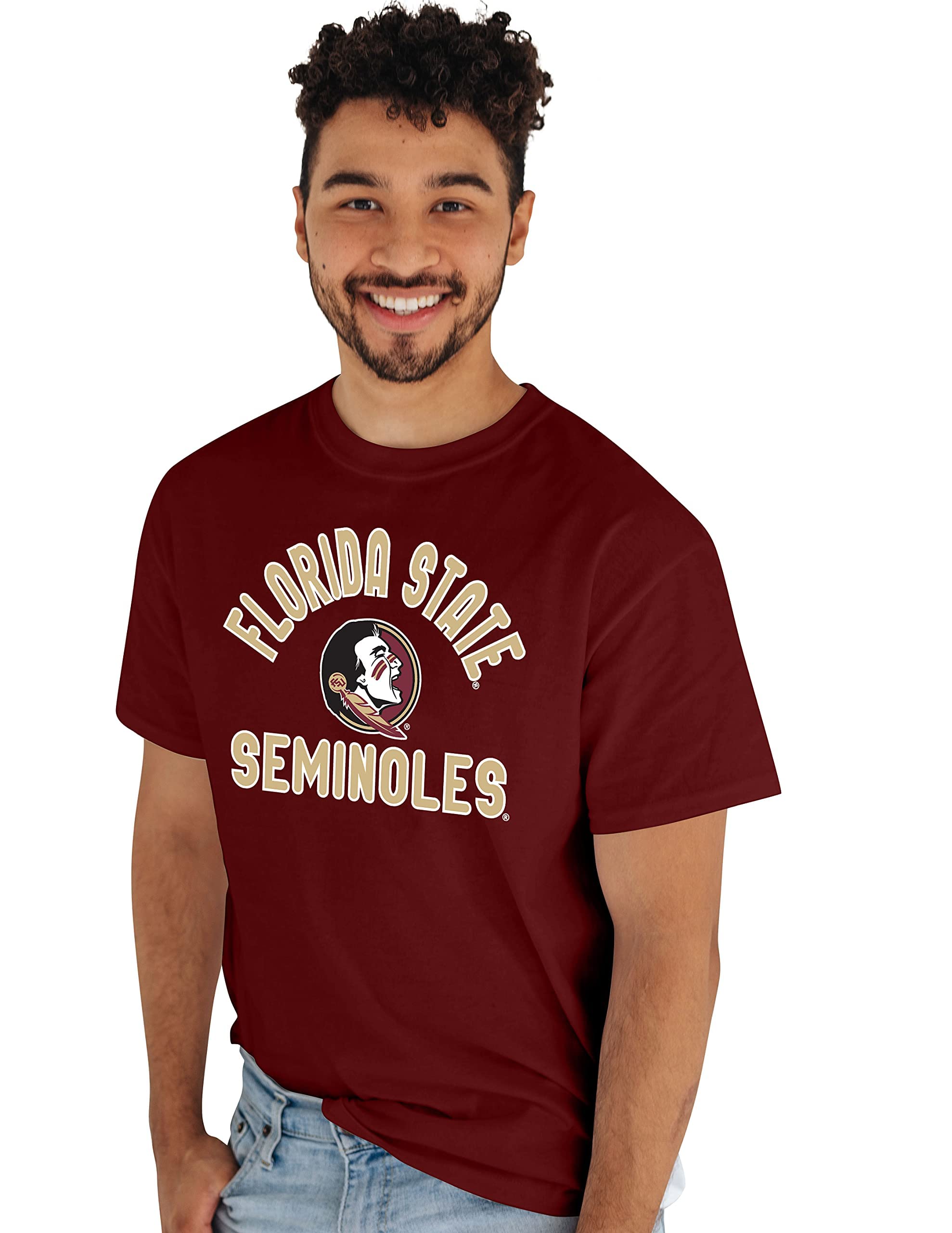 Blue 84 NCAA Florida State Seminoles Mens T Shirt Line Up Team Color, Florida State Seminoles Garnet, Medium