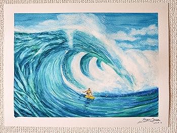 Amazon.co.jp: 水彩画 風景画 海の絵 海 サーフィン サーフィン