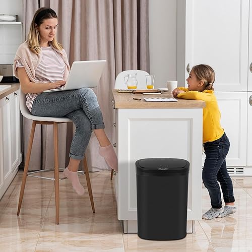 Miniatura 7 de Basurero de cocina con sensor de movimiento automático con tapa, cubo de basura sin contacto de 50 litros/13 galones, cubo de basura impermeable