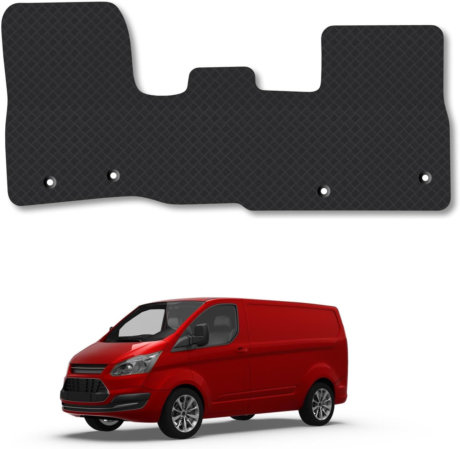 Ford Transit Custom (2013-2023) [Manual] Rubber Van Mats Accessories Tailored Fit Compatible Accessory Waterproof Protection Non-Slip Car Floor Mats 3mm Thick Full Coverage Durable Coverage with Clips