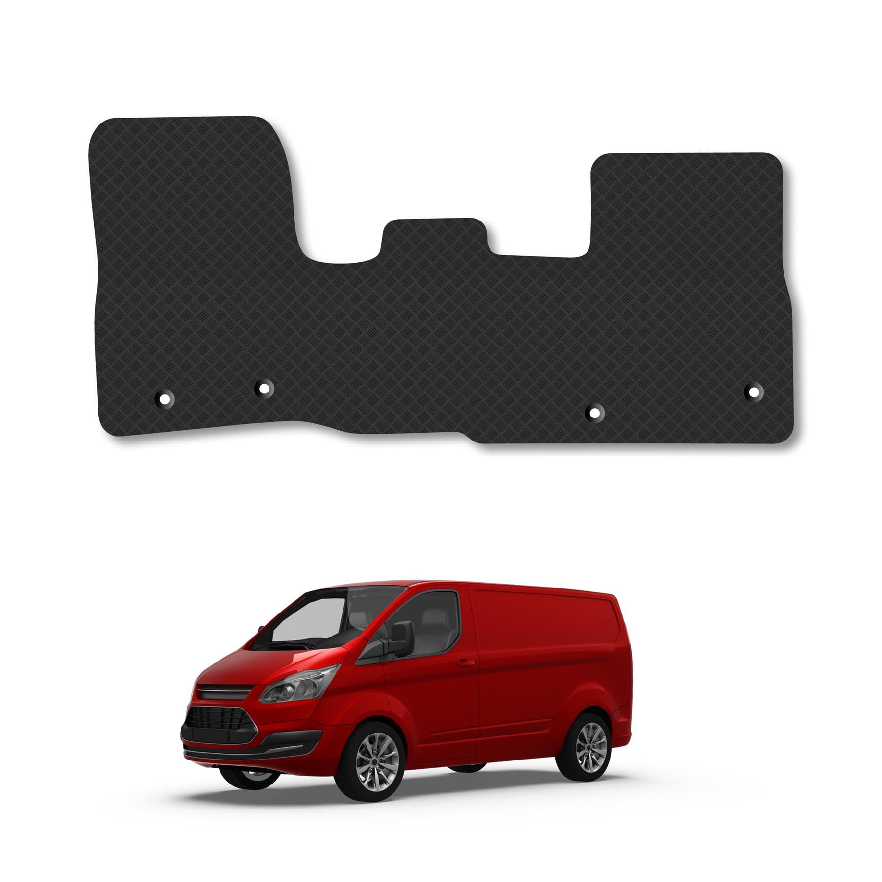 Ford Transit Custom (2013-2023) Rubber Car Mats Van Accessories [MANUAL] [GEN1] Tailored Fit Compatible Accessory Waterproof Protection Non-Slip Floor Mat Full Coverage Durable Front Set Coverage