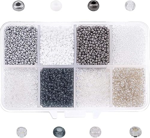 Miniatura 27 de NBEADS 15 colores 6/0 cuentas de semillas de vidrio, alrededor de 3000 cuentas redondas azules de poni de 0.15 pulgadas, cuentas sueltas para diseño