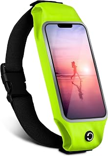 moex Cinturón para correr para Samsung Galaxy Xcover 4, resistente al agua, con ventana de visión, correa para correr para correr, color verde neón