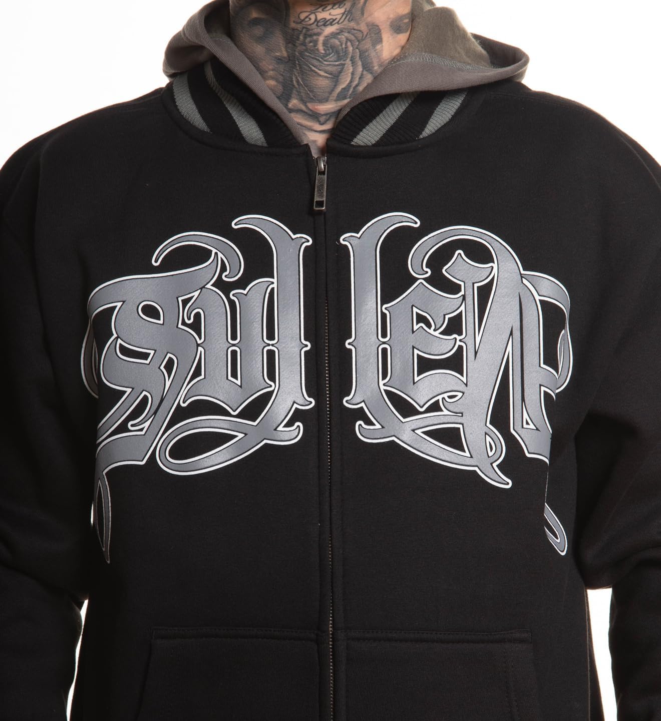 Sullen Men's S Dice Tattoo Lifestyle Graphic Long Sleeve Zip Up Hooded Fleece Sweatshirt - Image 4