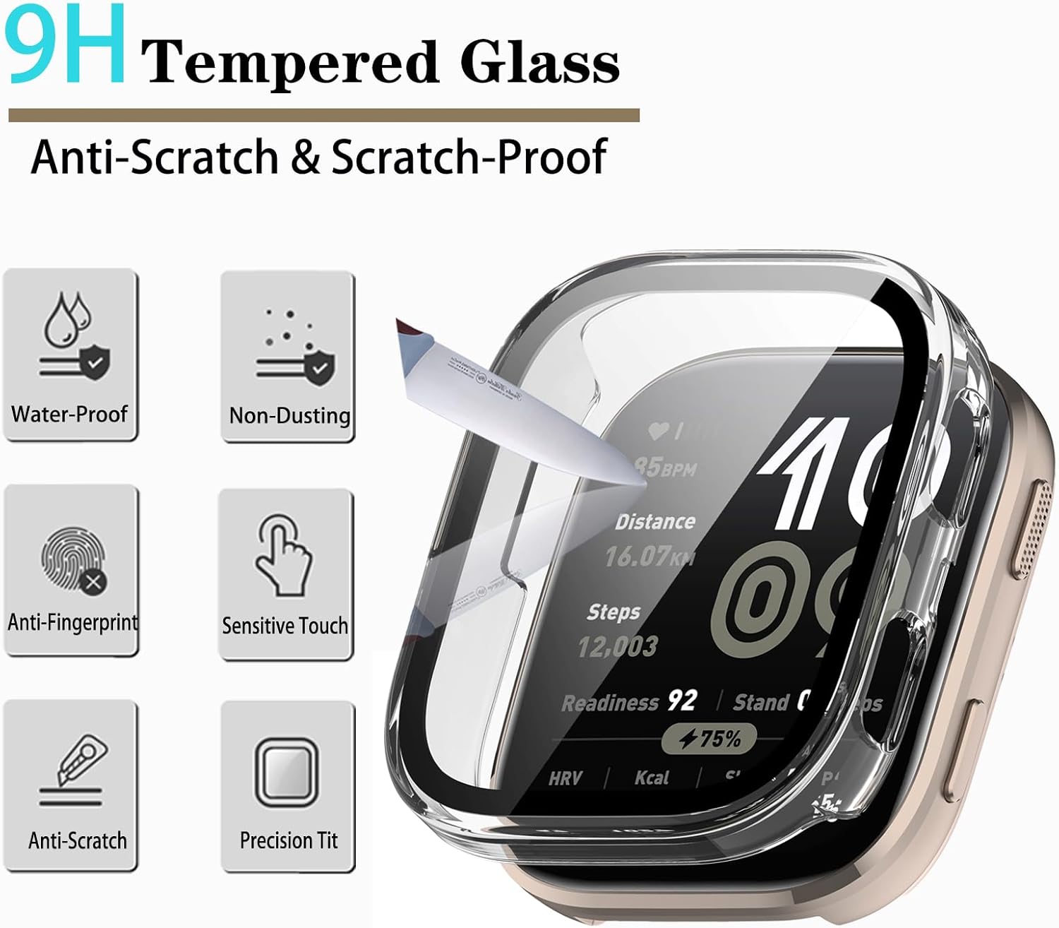 [4-Pack] Screen Protector Case with Tempered Glass Compitible with Amazfit Bip 6 Smart Watch, Hard PC Case Screen Protector Cover Bumper Accessories for Women Men image 3