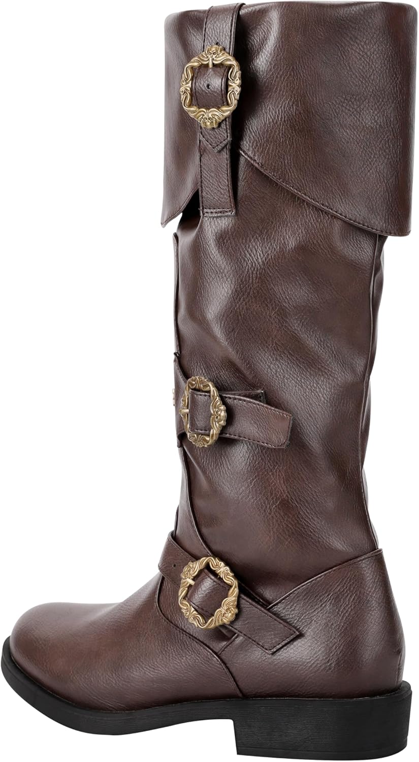 Men Renaissance Boots Pirate Costume Boot Medieval Steampunk Boots Vintage Cosplay Shoes for Halloween