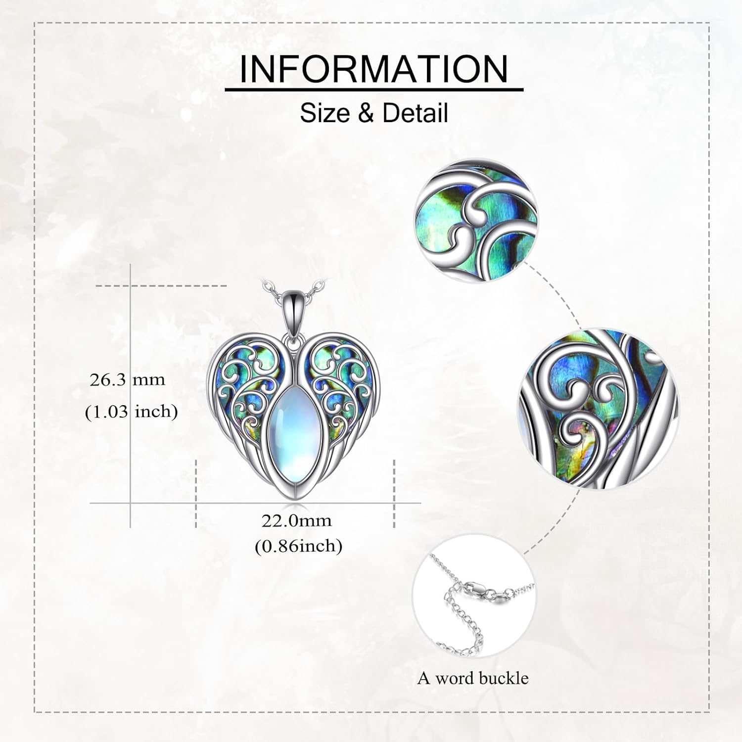 Angel Wings Necklace 925 Sterling Silver Guardian Angel Moonstone Pendant Necklace Wings Jewelry Gifts for Women Mom - Image 4