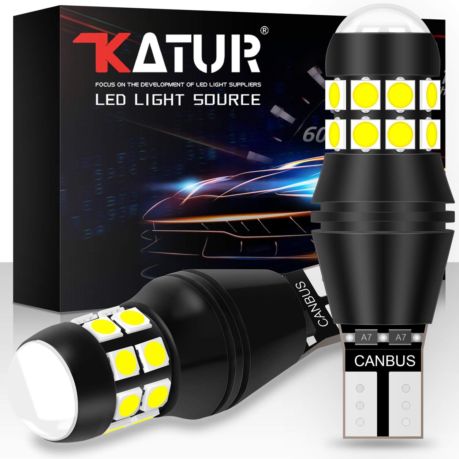 Bombillas T15 Para Coche - 12V 18W, Pack De 10, Luz De Freno, Marcha Atrás O Trasera, Base W2.1x9.5d