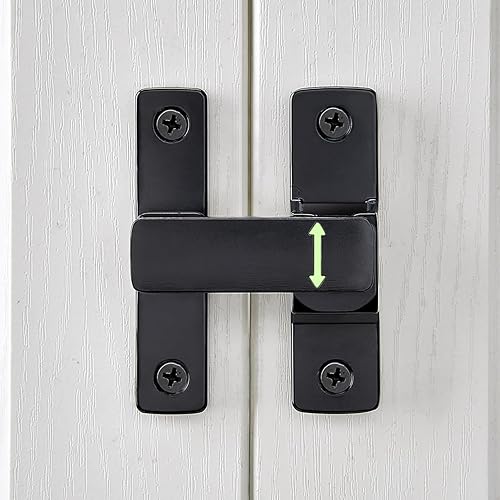 Miniatura 5 de Paquete de 2 pestillos negros abatibles de 90180 grados  Perno de bloqueo resistente para aplicaciones de puertas, graneros, jardines, vallas,