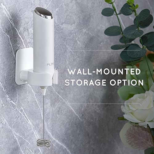 Miniatura 6 de Espumador de leche recargable de mano, espumador de café de mano con soporte de carga USB-C, mezclador de bebidas eléctrico de mano, mini espumador