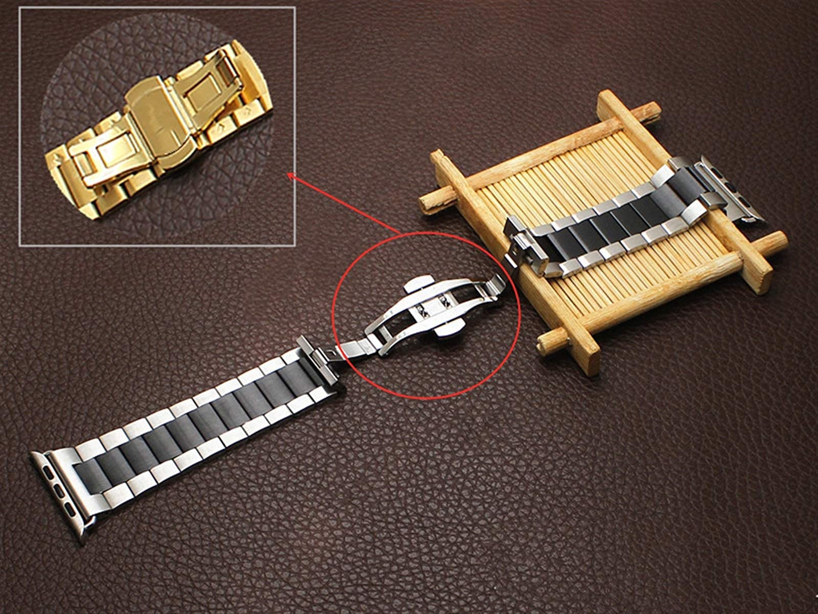 Pasek do zegarka 38 mm 42 mm Srebrny Złoty Męski ze stalą nierdzewną