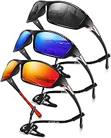 Foliful 3 Pack Polarized Wraparound Sports Sunglasses for Men - UV Protection for Cycling Fishing Driving Running