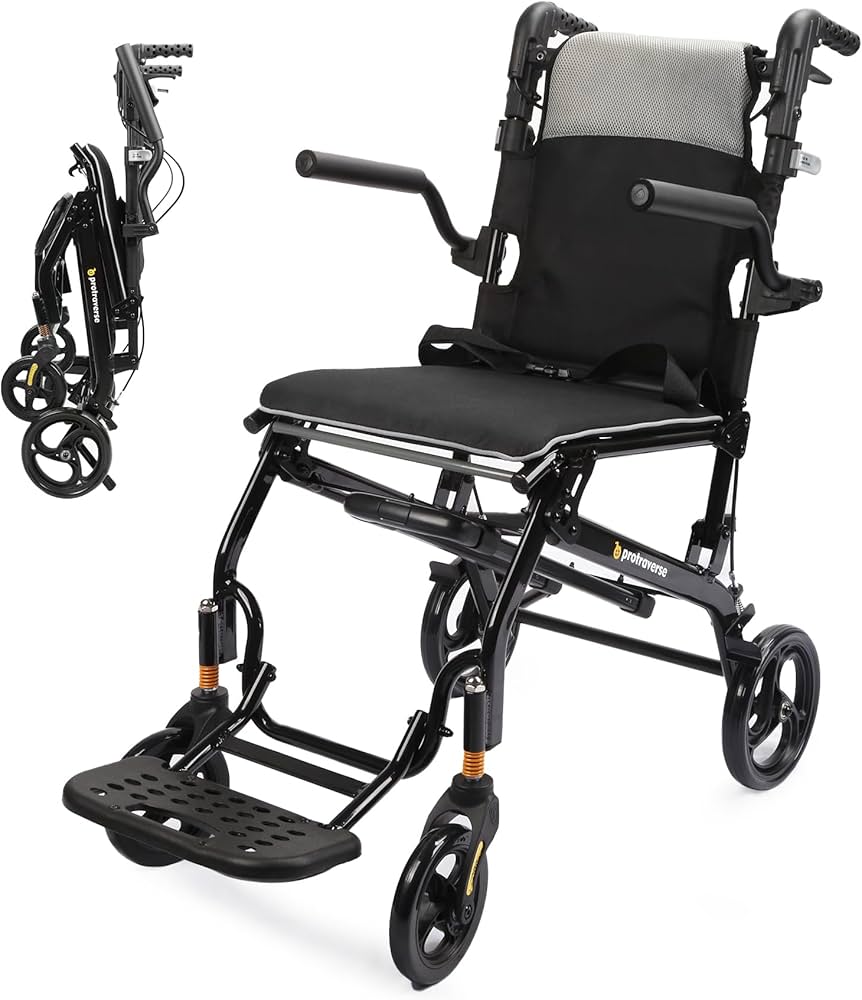 Amazon | ProTraverse 車椅子 軽量 アルミ製 折り畳み 介助ブレーキ
