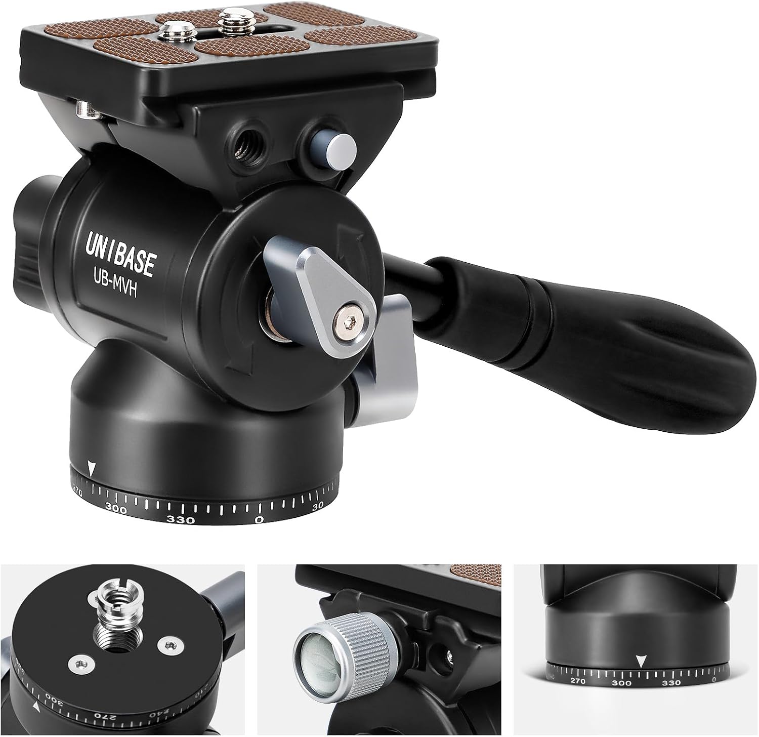 Unibase Video Fluid Head for Camera Tripod, Pan Tilt Video Head with Arca Swiss Quick Release Plate, Panoramic Head for Compact DSLR Camera Mirrorless Camera, 11lbs/ 5kg Max Payload