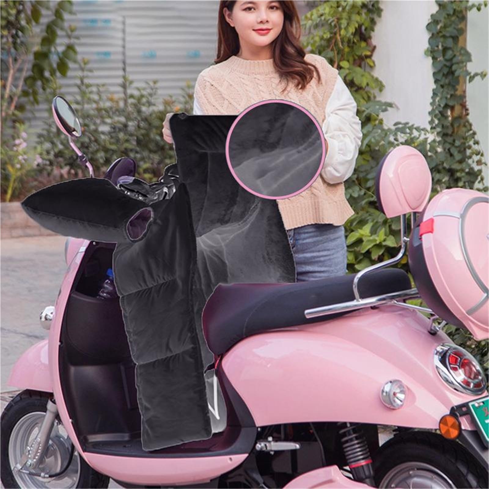 Scaldamuscoli per Moto Termico Copri Grembiule For Gamba Moto Con Manicotti Manubrio Nero Impermeabile Antivento Coperto Resistente Al Freddo Inverno Caldo Universale(C)