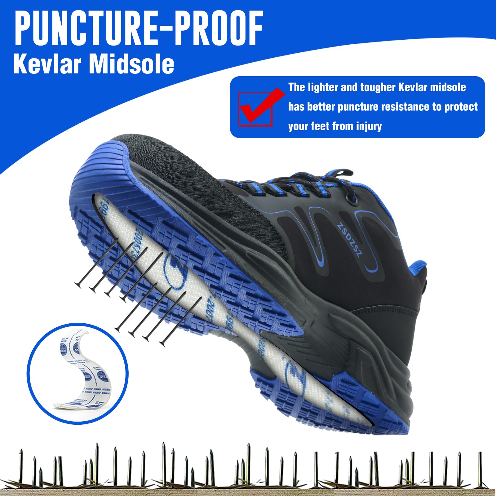 Chaussures de Sécurité Hommes Légère Chaussures de Travail Femme Confortable Respirantes Basket de Securite Embout Acier Antidérapante Chaussure de Chantier