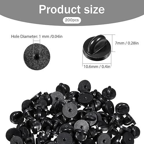 Miniatura 2 de 200 piezas de pasadores de goma de PVC mariposa embrague soporte de solapa pin trasero para broche de corbata sombrero insignia insignia