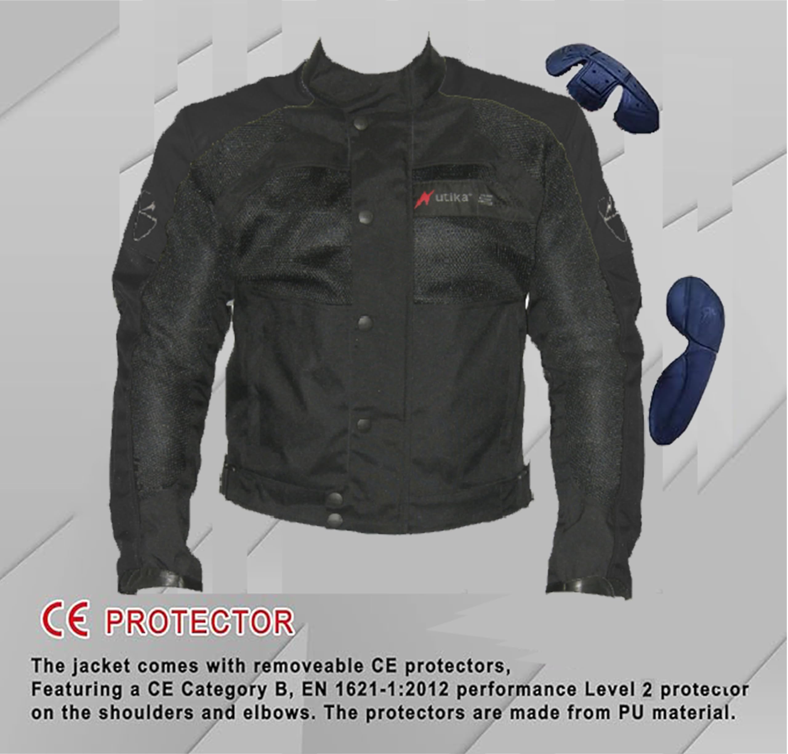 RBR Maxdura Chaqueta Moto Protectores Desmontables Homologada Talla L, Negro, Unisex Adulto