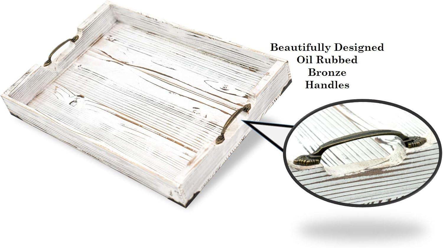 Tech Deals 🔥 Boxwood Brothers Large 20 x 14 Inch Ottoman Tray, Distressed White Farmhouse, Solid Pine Serving Tray with Padded Feet and Bronze Handles Tech Deals 🔥 Boxwood Brothers Large 20 x 14 Inch Ottoman Tray, Distressed White Farmhouse, Solid Pine Serving Tray with Padded Feet and Bronze Handles