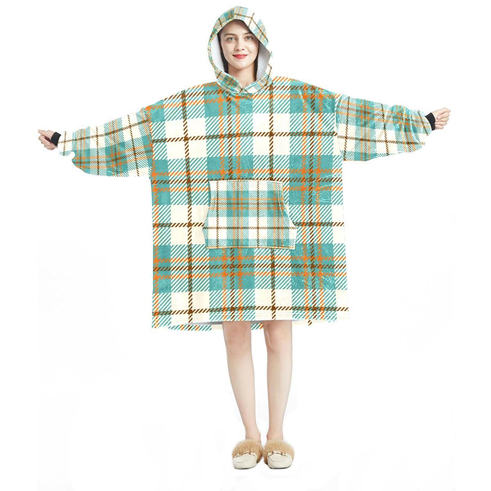 Sweat plaid à capuche géant pour des soirées d'hiver cocooning au chaud