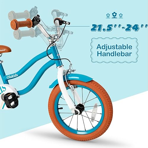 Miniatura 4 de Olakids Kids Bike, 12 14 16 18 Inch Toddlers Bike with Removable Training Wheels Basket, Kickstand, Safety Bell, Adjustable Seat Handlebar,