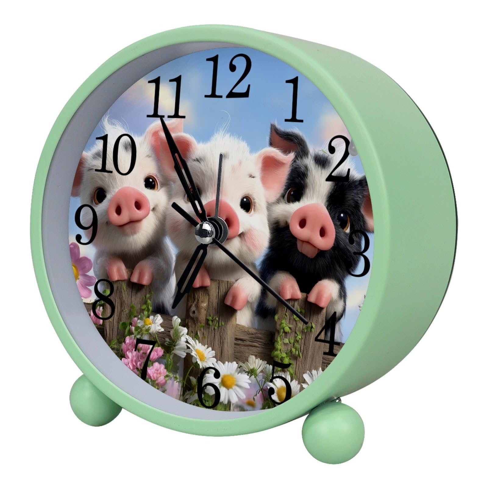 etoenbrc 10.9" Alarm Clock for Kids,Small Battery Operated Clock, Slient Plastic Table Clock for Living Room Decor,Bedroom,Office, Cute Pigs