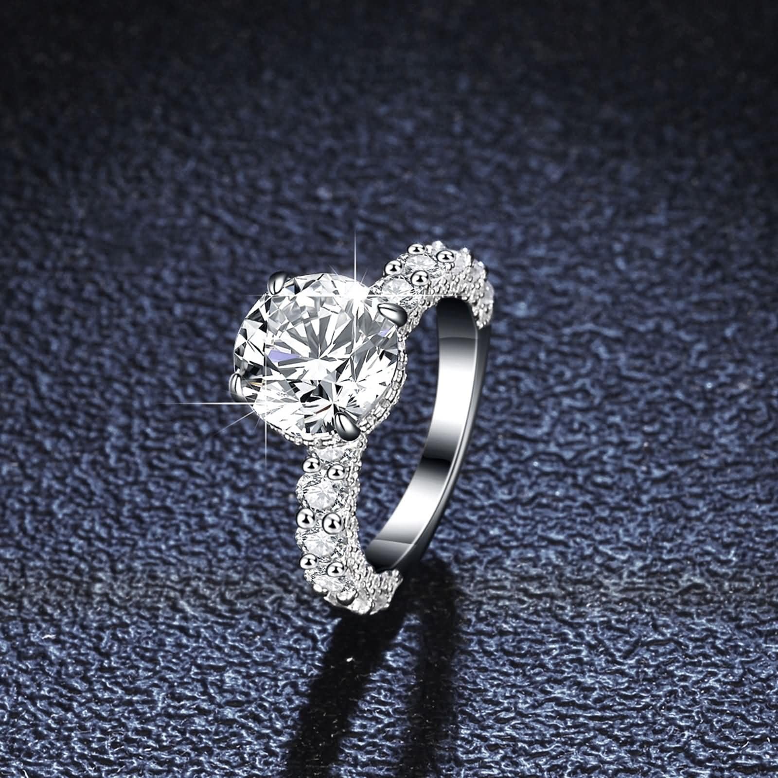 Anello nuziale in oro bianco 9 K/14 K/18 K, bianco 4 artigli rotondi con moissanite 3 ct semplice anello di fidanzamento