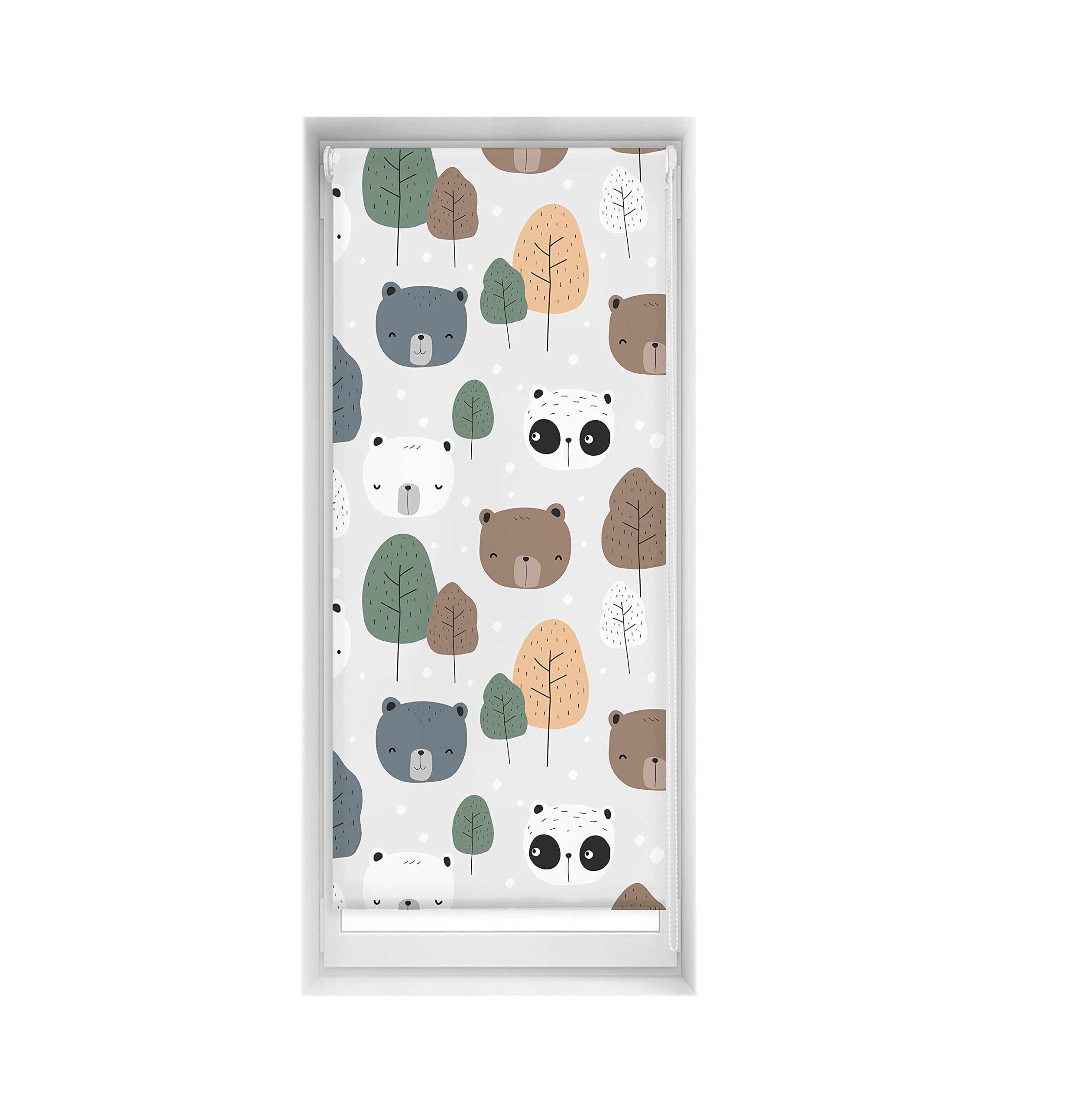 Blindecor Store occultant sans perçage Motif Blackout imprimé numérique Bear 60 x 150 cm Taille du Tissu 57 x 145 cm