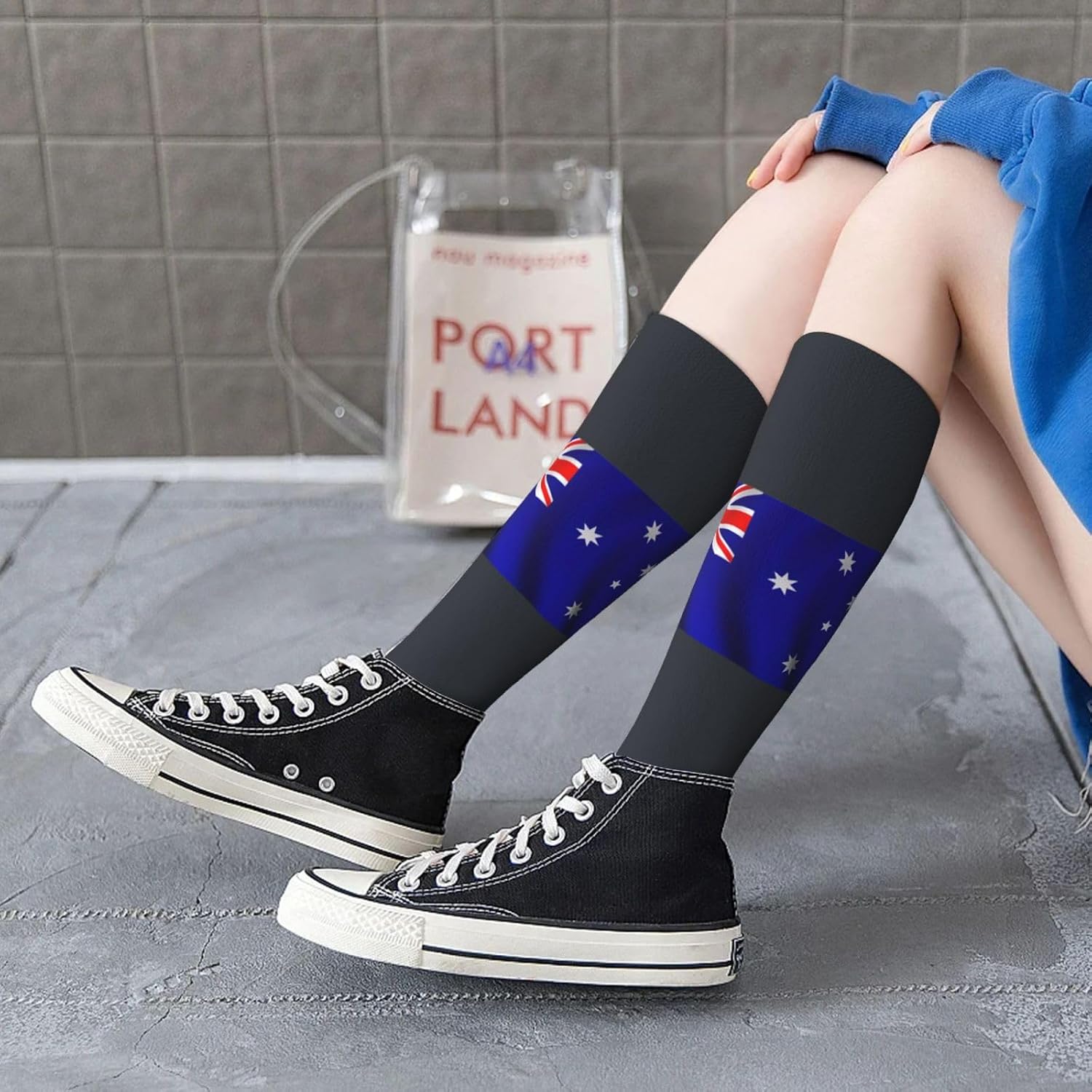 Australian Flag Print Adult Socks, Elastic Stretch Socks,Soft Breathable For Daily Sports Casual Wear