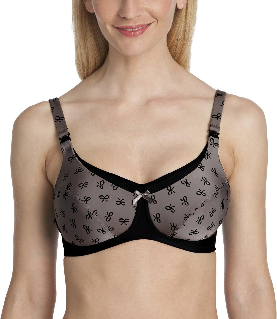 Anita Maternity Miss Ribbon Women`s Nursing Bra, 40F, Platinum Black
