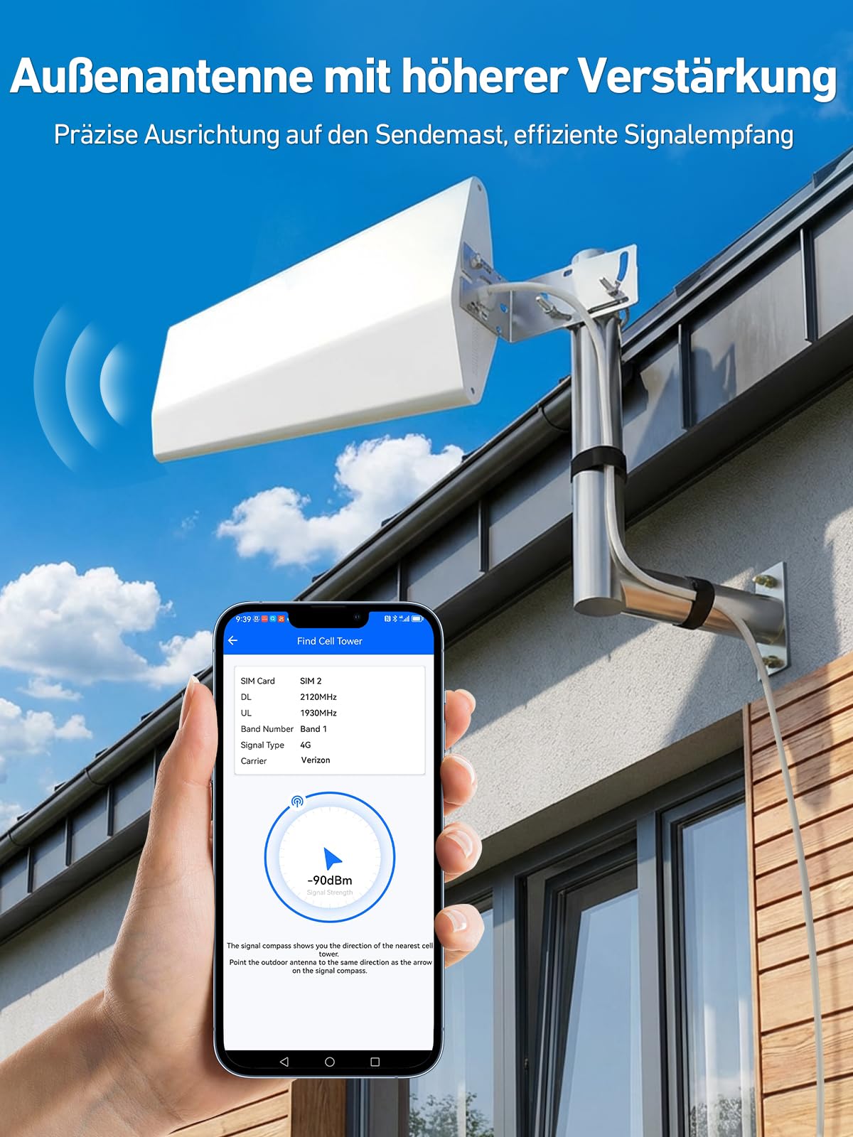 Mobilfunk Verstärker für Band 3 und 7, Handy Signalverstärker für Haus und Büro, 4G LTE 3G GSM Repeater mit Hoher Verstärkung für Alle Deutschen Netzbetreiber O2 E-Plus T-Mobile